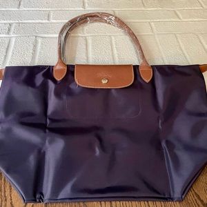 Longchamp Le Pliage Large Nylon Shoulder Tote in Eggplant color
